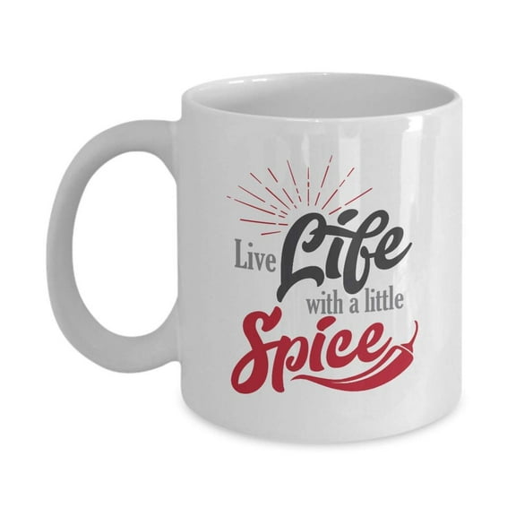 Live Life With A Little Spice Coffee & Tea Gift Mug And Ceramic Kitchen Tool Present For An Adventurous Chef, Cook, Baker Men & Women