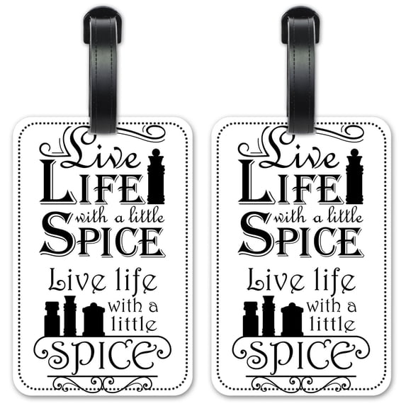 Live Life with a Little Spice - Luggage ID Tags / Suitcase Identification Cards - Set of 2