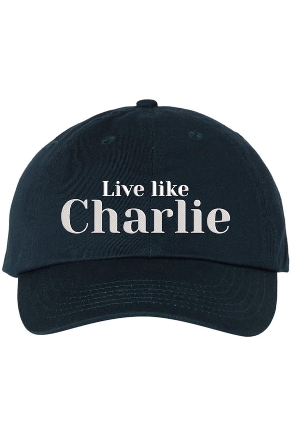 Live Like Charlie Embroidered Baseball Cap Conservative Patriotic Political Adjustable Dad Hat (NavyBlue)