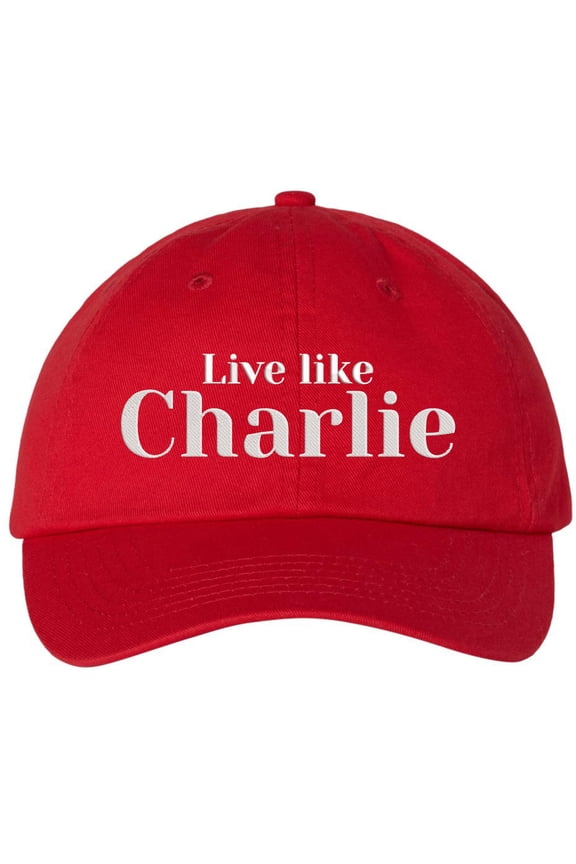 Live Like Charlie Embroidered Baseball Cap Conservative Patriotic Political Adjustable Dad Hat (Red)