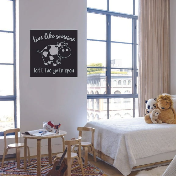 Live Like Someone Left The Gate Open Farm Animal Quotes Quotes Wall Sticker For Home Barn Room Bedroom House Art Decal House Fun Home Decors Stickers Wall Art Vinyl Decoration Size (30x30 inch)