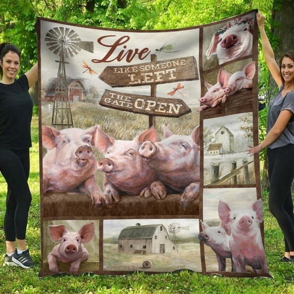 Live Like Someone Left The Gate Open Pig Farm Blanket, 50x60in Fleece Blanket