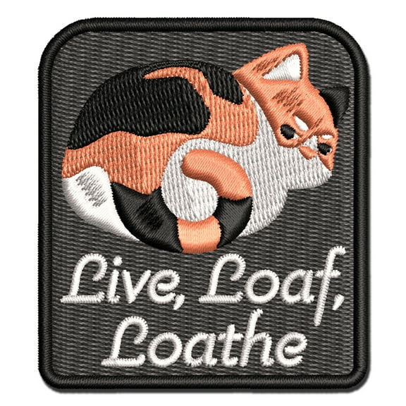 Live Loaf Loathe Funny Cat Grumpy Applique Multi-Color Embroidered Iron-On Patch - 2.5 Inch Small