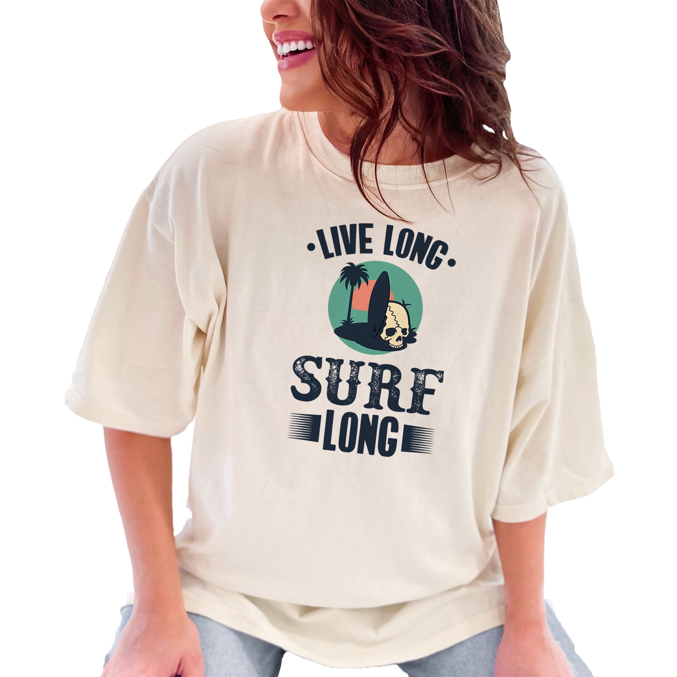 Live Long Surf Long, Ivory Comfort Colors T-Shirt, 2XL