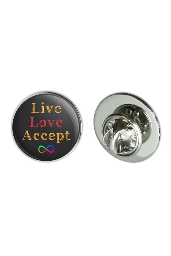Live Love Accept Autism Awareness Infinity Rainbow Metal 0.75" Lapel Hat Pin Tie Tack Pinback