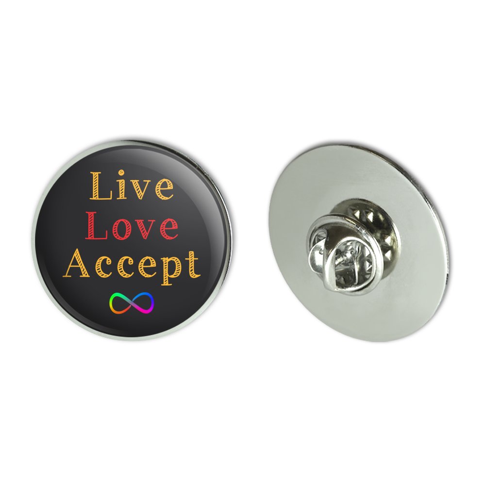 Live Love Accept Autism Awareness Infinity Rainbow Metal Tie