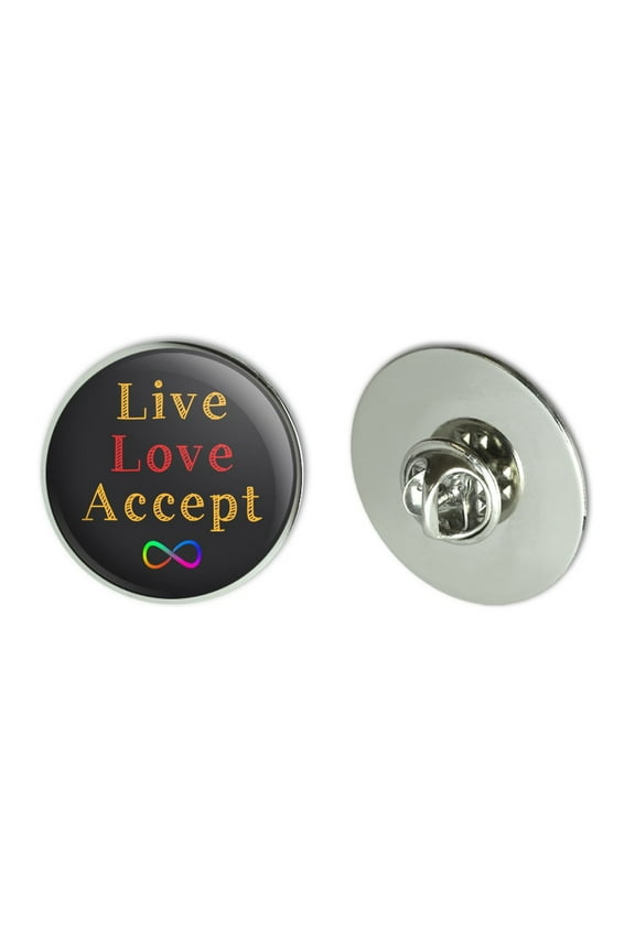 Live Love Accept Autism Awareness Infinity Rainbow Metal 1.1" Tie Tack Hat Lapel Pin Pinback