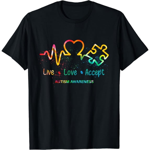 Live Love Accept Autism Awareness Month Support Acceptance T-Shirt