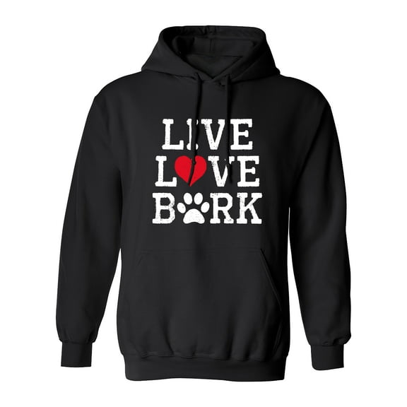 Live Love Bark Adult Hooded Pullover-Black-Small