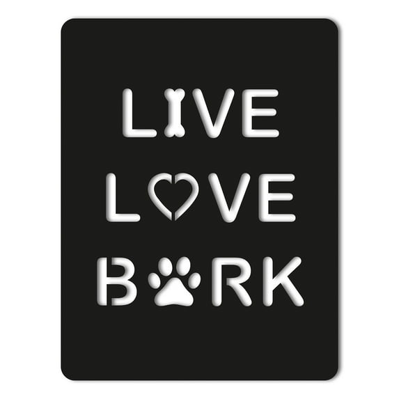 Live Love Bark Dog Lover Metal Wall Décor Sign Funny Live Love Laugh Decorative Home Accent Wall Sign Hanging Mans Best Friend Made in USA - 3 Sizes / 13 Colors