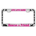 thumbnail image 1 of Live Love Bark! Rescue a Friend Style Dog Lover Metal License Plate Frame Personalized/Car Accessories Car Tag Holder Cover (Chrome/D.Pink), 1 of 2