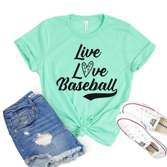 Live Love Baseball T-shirt Game Day Shirt Sports Mom Tshirt Softball Shirts Gift For Friend Cheerleader Top Women's Coach Tee