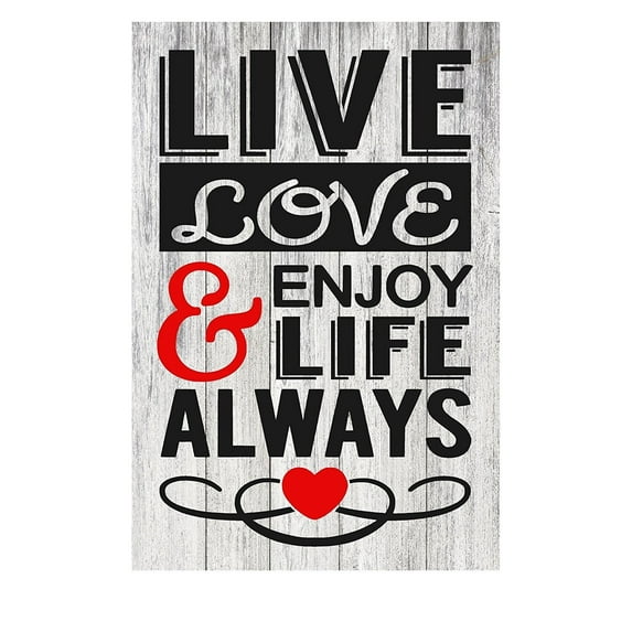 Live Love & Enjoy Life Always Rustic Metal Sign Home Decor Red & Black - 12" x 8"