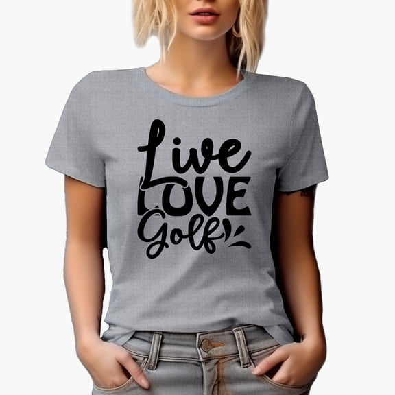 Live, Love, Golf, Enthusiast or Hobbyist Quote, Golf Player, Golfing or Golfer Themed Merch Gift, Heather Grey T-Shirt, L