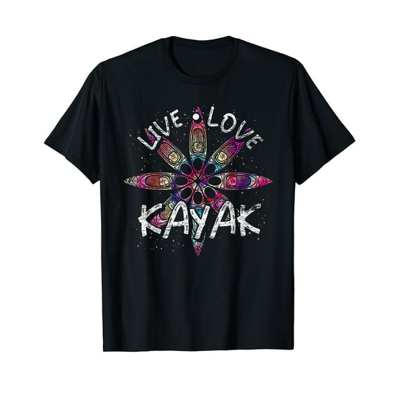 Live Love Kayak Canoe Paddling Kayaker Sport Kayaking Black T-Shirt