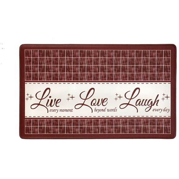 Live Love Laugh Anti-Fatigue Mat, 18" x 30", Burgundy