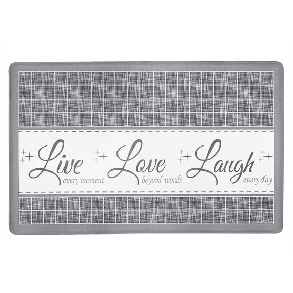 Live Love Laugh Anti-Fatigue Mat, 18" x 30", Grey