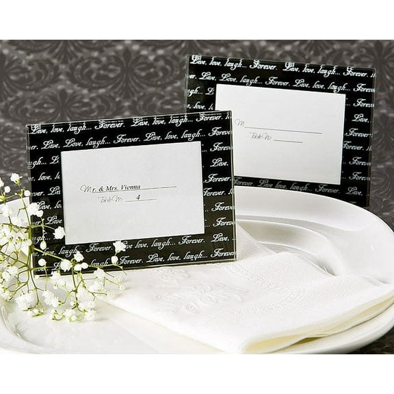 Live, Love, Laugh Mini Photo Frame / Place Card Holder in Black (Pack of 4)