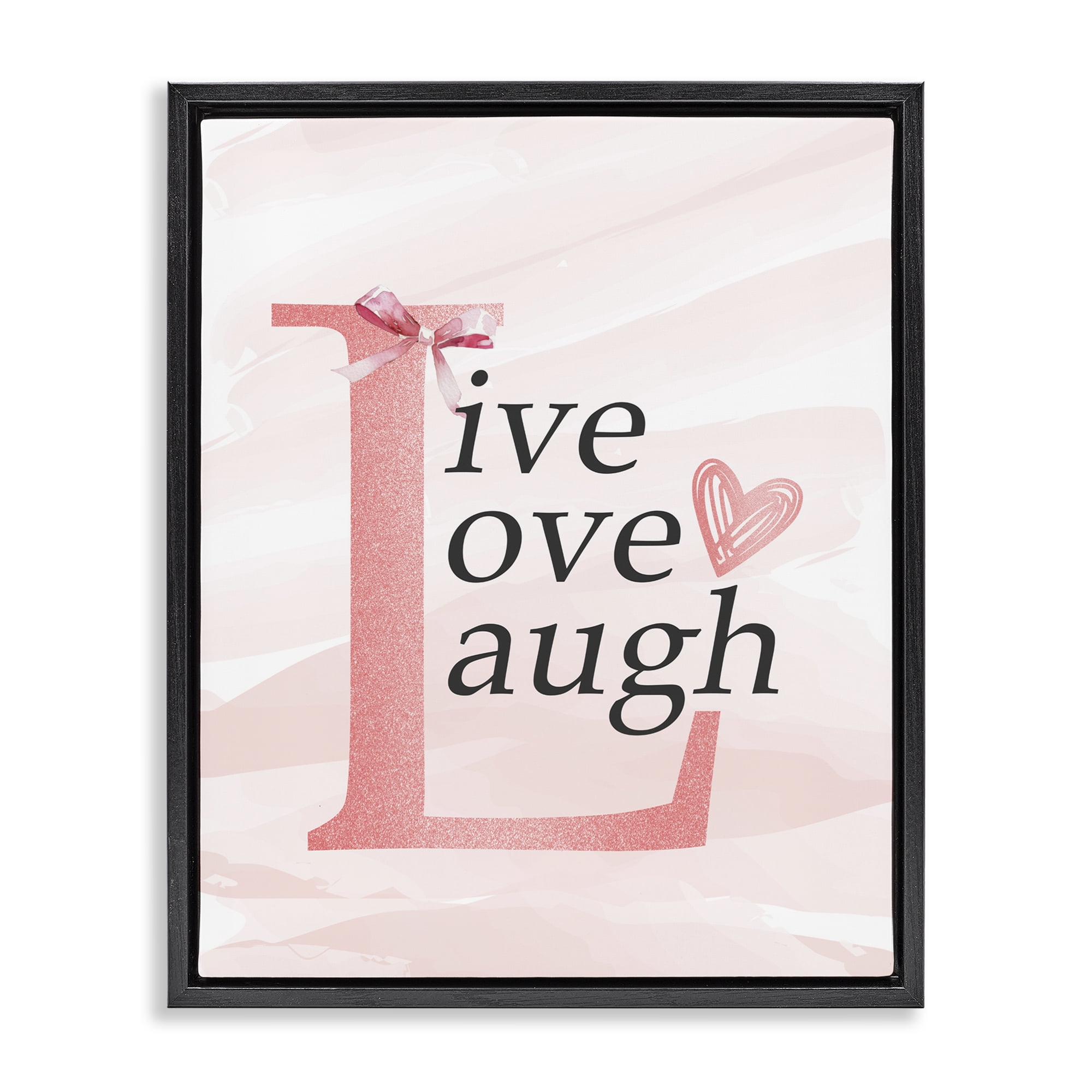 Live Love Laugh Pastel Black Framed Floater Canvas Wall Art, design by Kim Allen