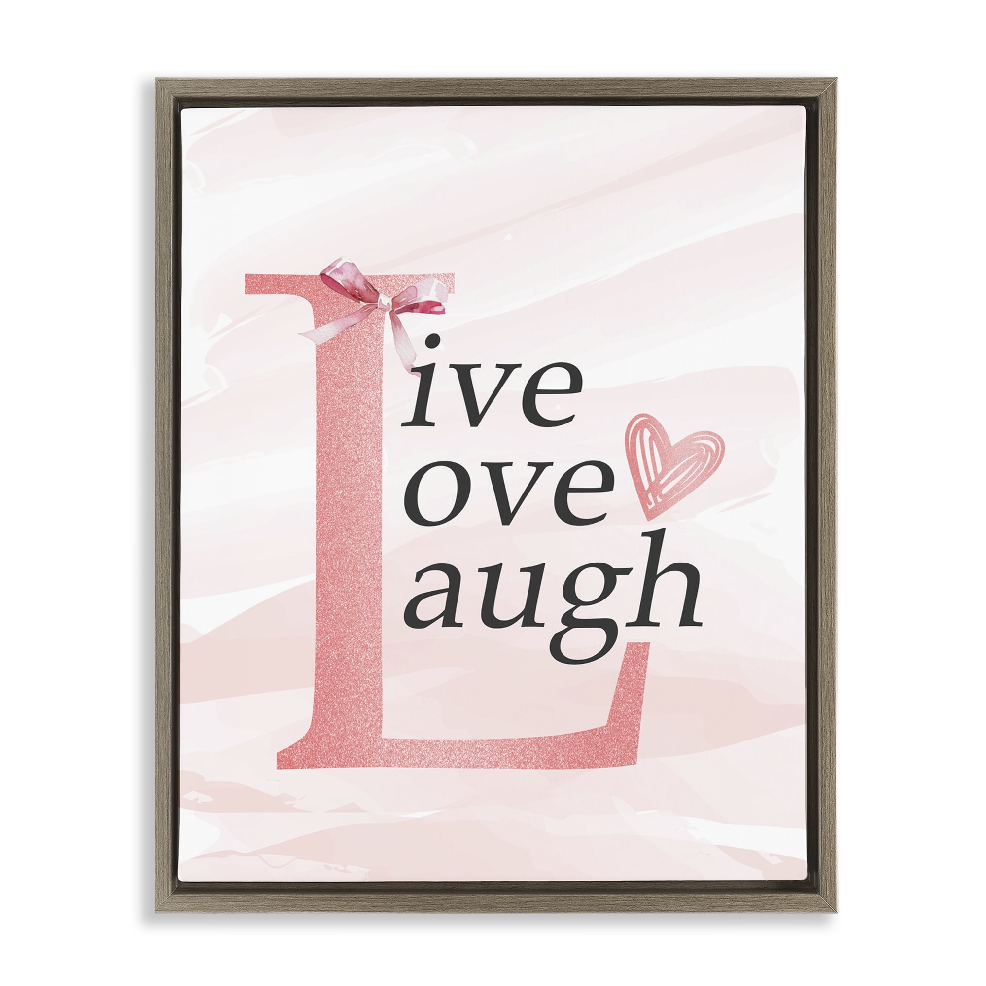 Live Love Laugh Pastel Brown Framed Floater Canvas Wall Art, design by Kim Allen