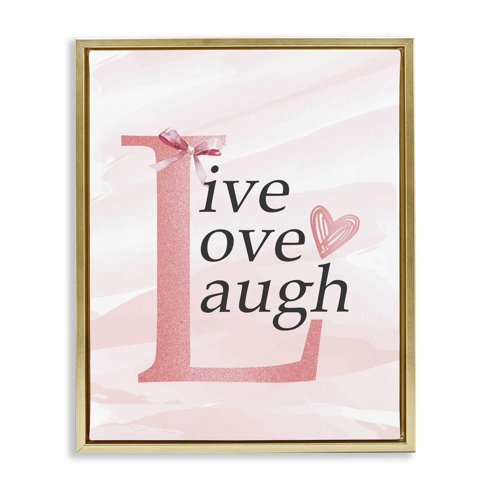 Live Love Laugh Pastel Gold Framed Floater Canvas Wall Art, design by Kim Allen