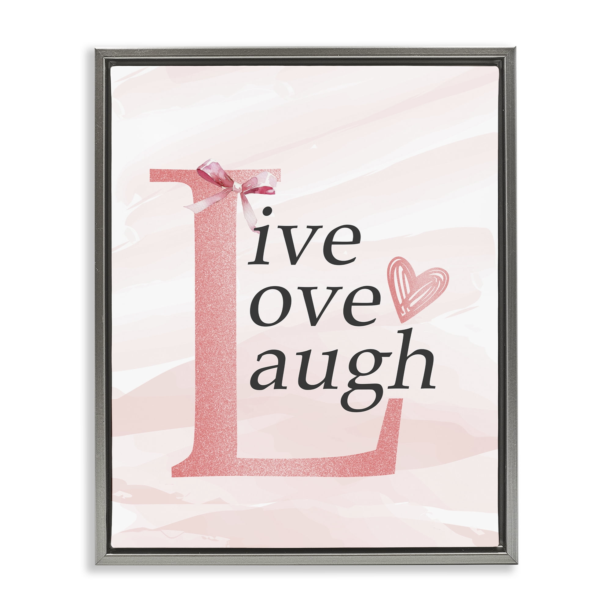 Live Love Laugh Pastel Gray Framed Floater Canvas Wall Art, design by Kim Allen