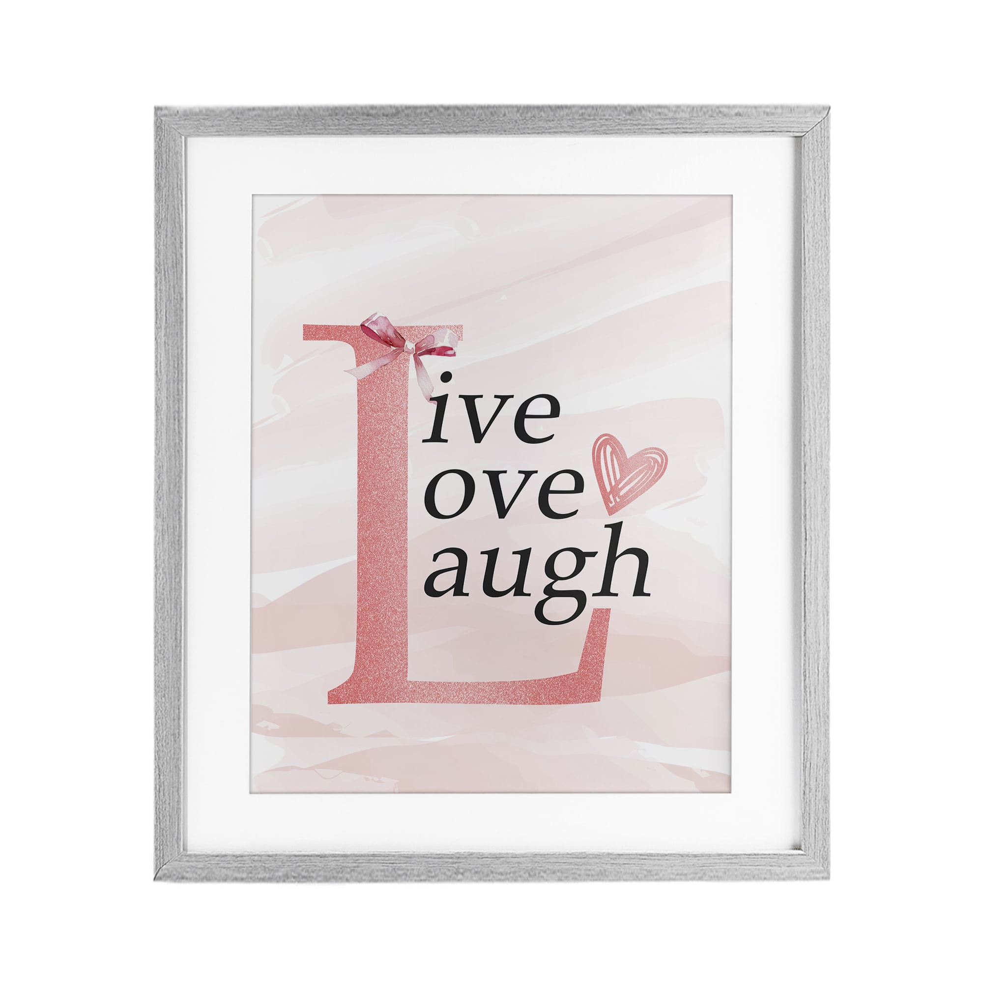 Live Love Laugh Pastel Gray Framed Print Under Glass, design by Kim Allen