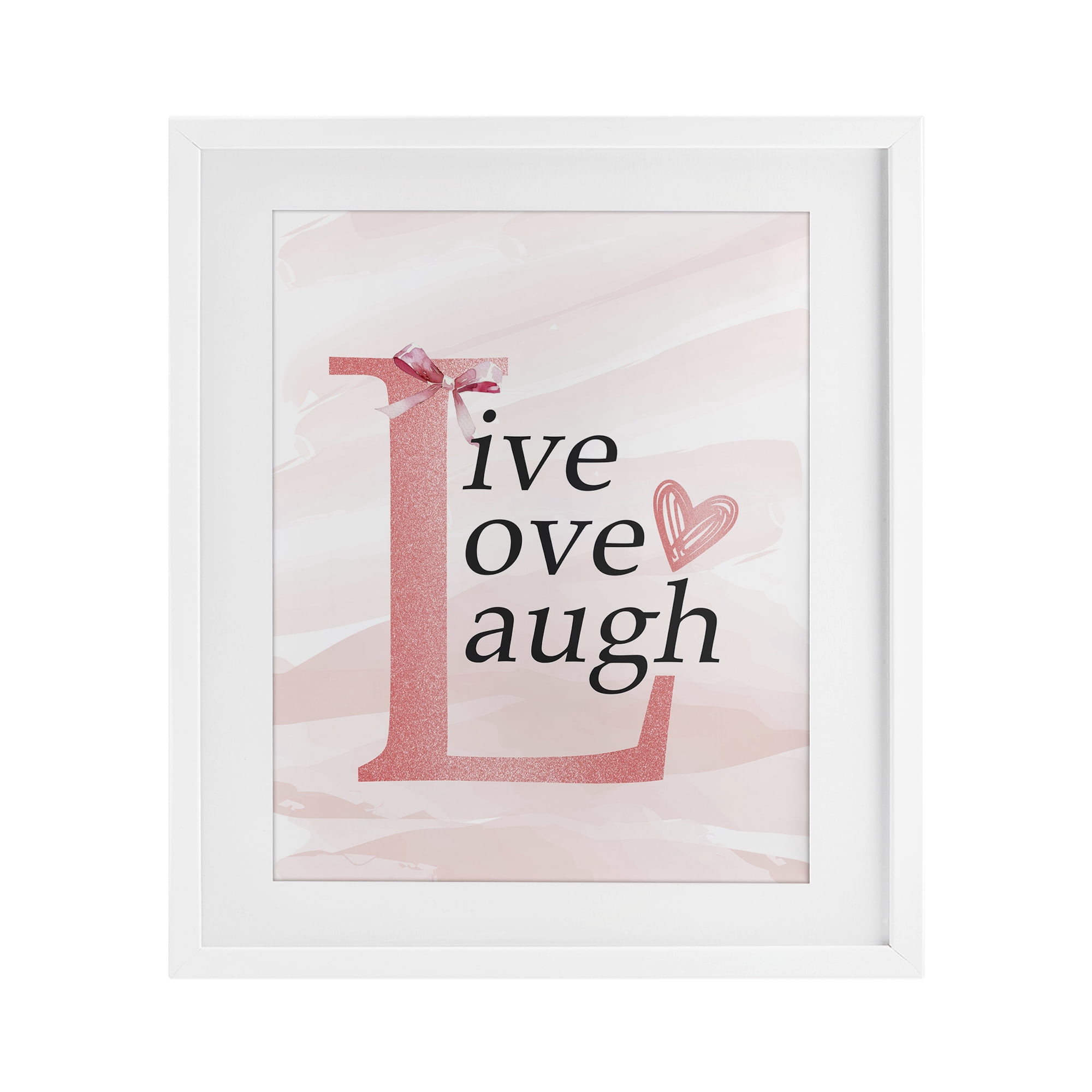 Live Love Laugh Pastel White Framed Print Under Glass, design by Kim Allen