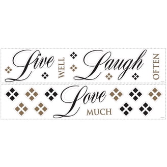 Autocollant Mural Vinyle "Live Laugh Love" - 13x16 Pouces - Style Contemporain - Neuf USA