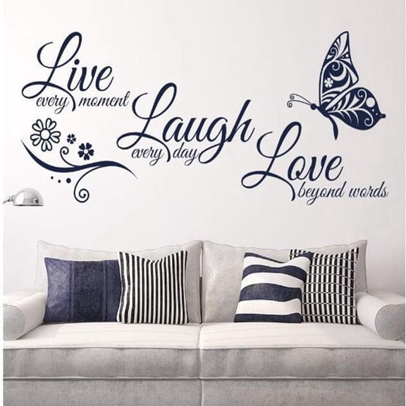 Live Love Laugh Set 3 Wall Sticker Motivational Decals,Family Inspirational Wall Stickers Quotes(18x39, Black)