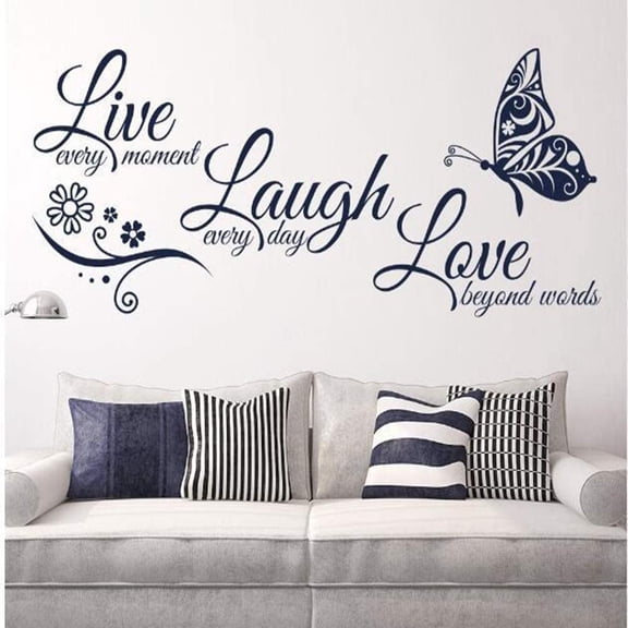 Live Love Laugh Set 3 Wall Sticker Motivational Decals,Family Inspirational Wall Stickers Quotes(18x39, Black)