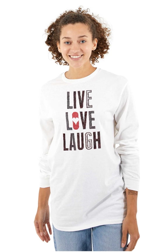 Live Love Laugh Valentines Day Hearts Women's Long Sleeve T Shirt Brisco Brands S