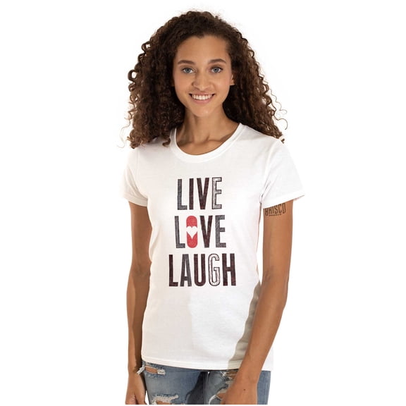 Live Love Laugh Valentines Day Hearts Womens Slim Fit Graphic Tee Brisco Brands L