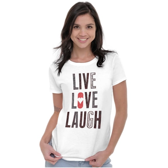 Live Love Laugh Valentines Day Hearts Womens Slim Fit Graphic Tee Brisco Brands M