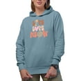 thumbnail image 1 of Live Love Meow with a Fishbone, Heart & Yarn, Cat Lover Art Merch Gift, Light Blue Hooded Sweatshirt or Hoodie, Small, 1 of 5