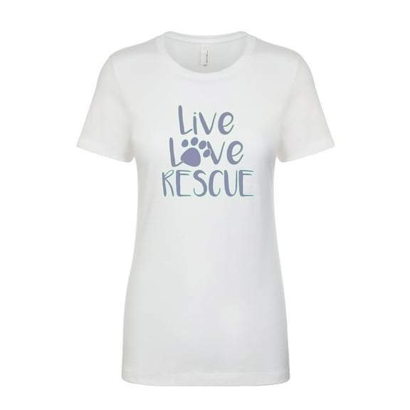 Live Love Rescue Paw Print Ladies Slim Fit Short Sleeve T-Shirt-White-