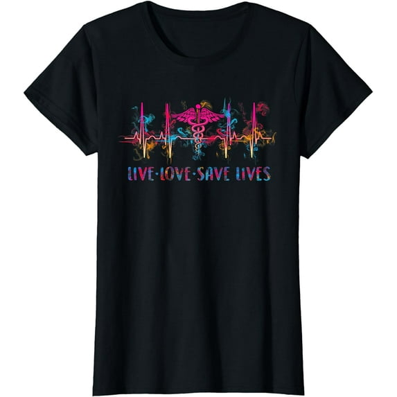 Live Love Save Lives Proud Nurse Nursing Heartbeat Nurse T-Shirt