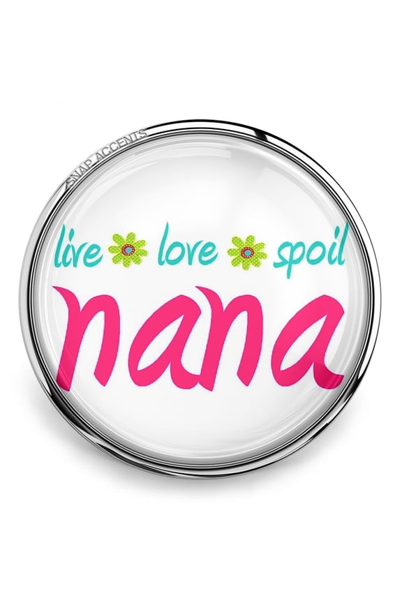 Live Love Spoil Grandmother, Pink Ginger Charm 18MM Button, For Interchangeable DIY Customizable Accessories