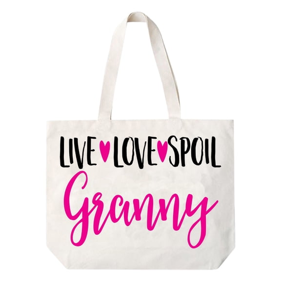 Live Love Spoil Granny Canvas Tote Bag Grandma Gift Idea Book Bag Travel Tote Handbag -COCOVICI