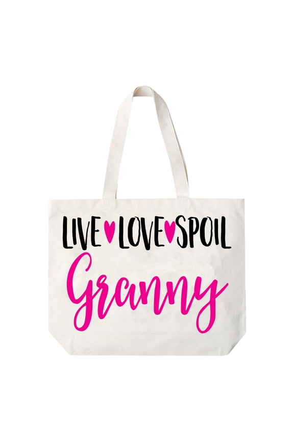 Live Love Spoil Granny Canvas Tote Bag Grandma Gift Idea Book Bag Travel Tote Handbag -COCOVICI