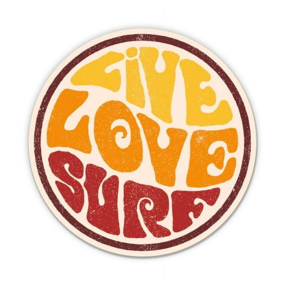 Live Love Surf Vintage Design - 3" Vinyl Sticker - For Car Laptop Water Bottle Phone - Waterproof Decal