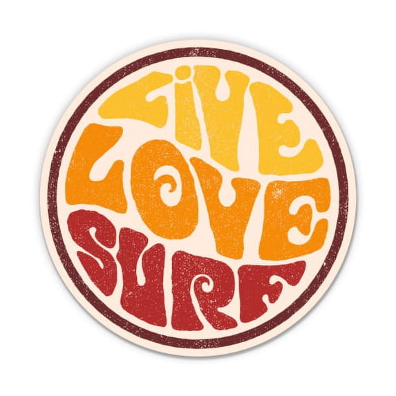 Live Love Surf Vintage Design - 7" Vinyl Sticker - For Car Laptop I-Pad - Waterproof Decal