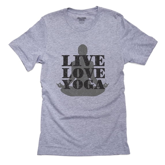 Live Love Yoga Trendy Posing Distressed Silhouette Men's Grey T-Shirt