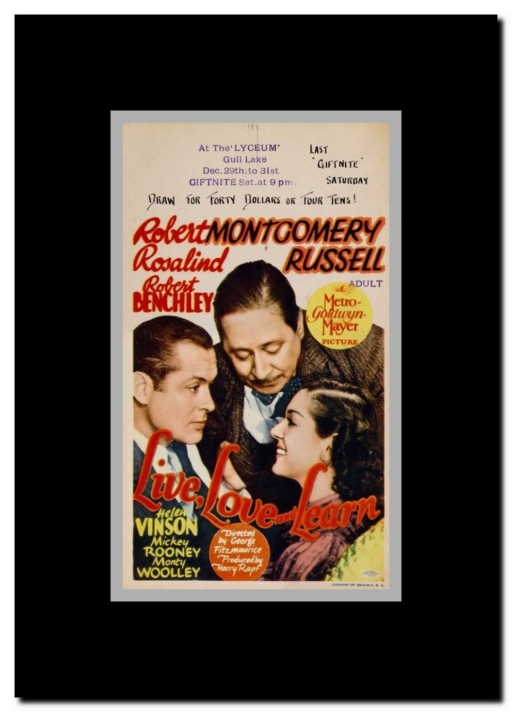 Live Love and Learn Framed Movie Poster
