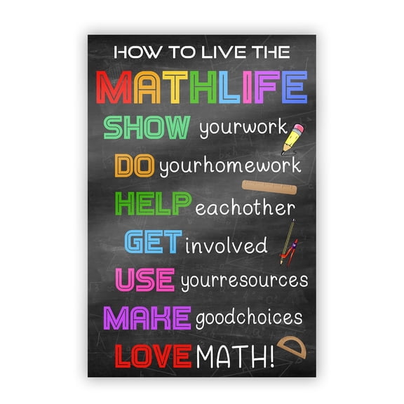 How To Live The Mathlife Poster Maths Class Posters Mathematics Pediatric Poster Math Classroom For For Middle School And High School Maths Teacher Supplies School Counselor Décor