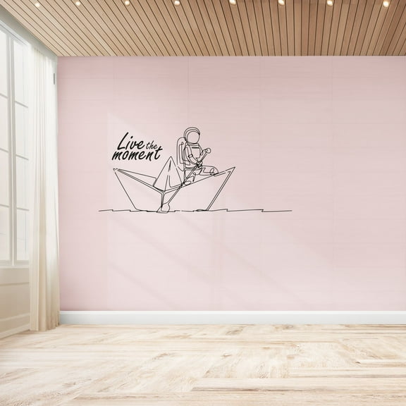 Live the Moment Quote Sailing Sailor Sail Boat Ocean Sea Silhouette Vinyl Design Wall Sticker Wall Art Wall Decal Boy Girl Kid Room Bedroom Sailor Home Decor Stickers Decoration Size (14x20 inch)