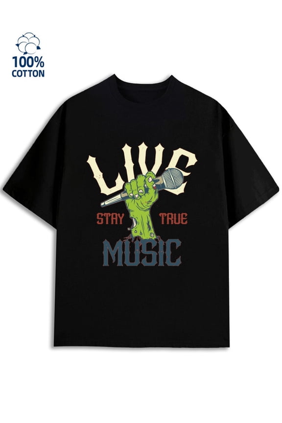 Live Music Tee men music 180G 100% Cotton black digital guitar Vintage Unisex Shirt Cotton tshirts Casual Unisex Shirt Crewneck tshirts Classic Unisex Shirt Short Sleeve tshirts