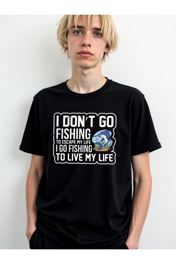 Live My Life Fishing Tee Men Crew neck T-shirts black limited edition elegantly t shirts For summer Fall Retro Unisex Shirt Crewneck tshirts