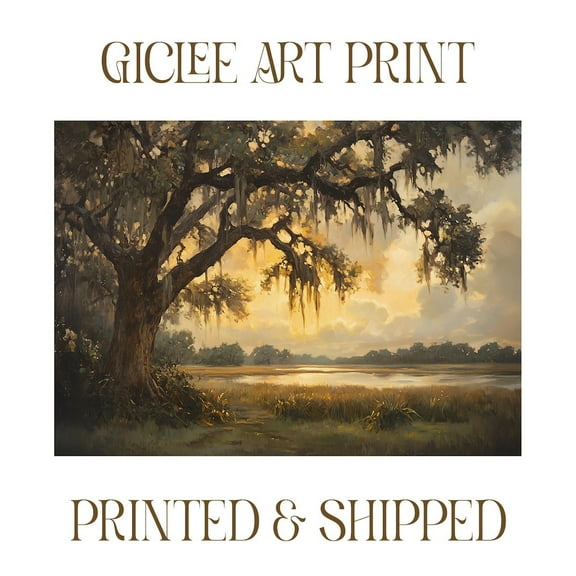 Live Oak Art Poster Southern Living Wall Art Coastal Decor Savannah Georgia Poster Charleston Art Southern Art Spanish Moss Wall Art Poster, 16x24 UNFRAMED