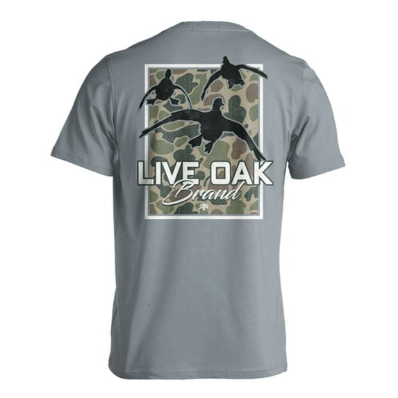 Live Oak Brand Camoflauge Ducks Adult Unisex Comfort Colors Short Sleeve T-Shirt, Granite-XX-Large